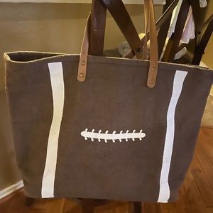Football tote with leather handles